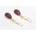 Dangle Earrings Handmade 925 Sterling Silver Gold Plated Natural Ruby Stone P589